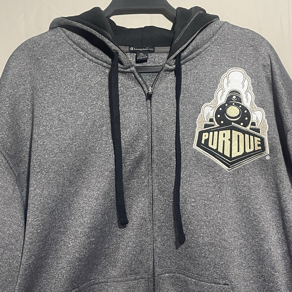 Champion Elite Purdue Boilermakers Full Zip Hoodie Gray Embroidered NCAA Mens XL